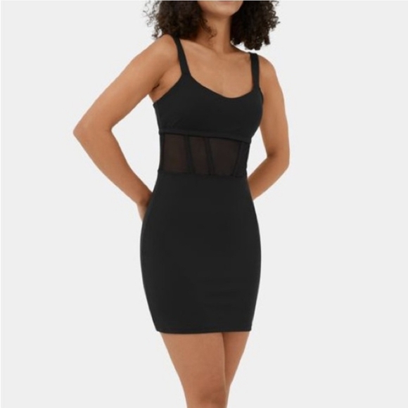 HALARA Dresses & Skirts - Halara Softlyzero™ Airy Contrast Mesh Corset Style Backless Bodycon Mini Dress M